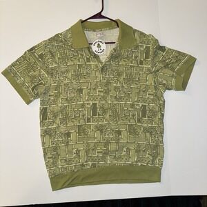 Men's Large Haband Casual Joe Green Polo Shirt Short Sleeve Regular‎ Vintage 90s